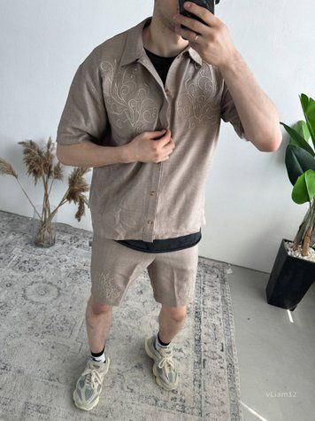 Чоловічий комплект ЛІАМ з сорочки та шорт літній vliam12-XL фото