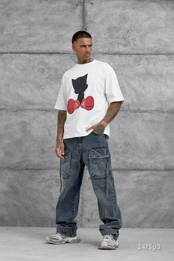 Футболка з принтом чоловіча оверсайз 24f5p3-XL фото