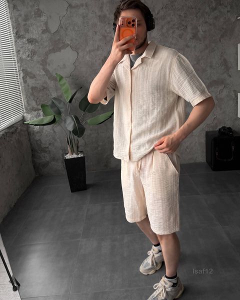 Комплект чоловічий літній сорочка шорти SET LINEN lsaf12-XL фото