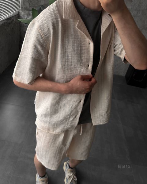 Комплект чоловічий літній сорочка шорти SET LINEN lsaf12-XL фото