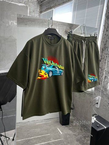 Костюм чоловічий футболка шорти оверсайз з принтом pb10fso7 фото