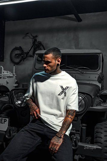 Футболка з принтом чоловіча оверсайз 24f5p6-XL фото