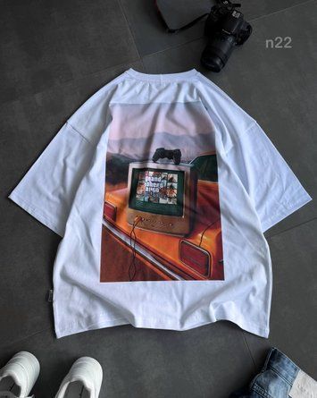 Футболка чоловіча оверсайз з принтом прямого друку 24f5n22-XXL фото