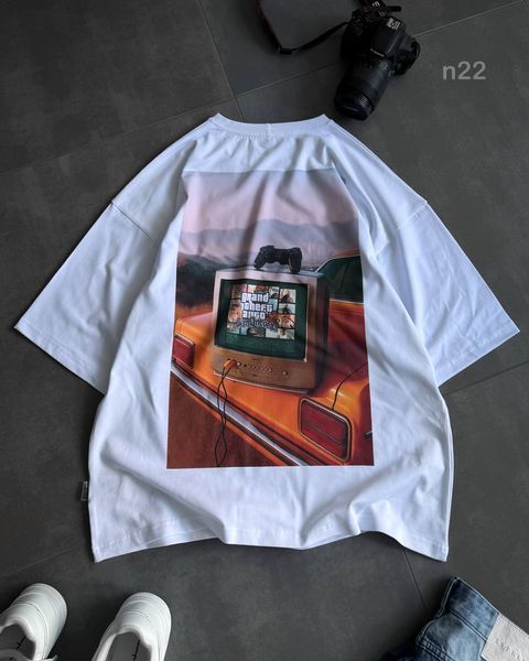 Футболка чоловіча оверсайз з принтом прямого друку 24f5n22-XXL фото