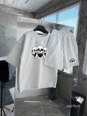 Костюм чоловічий футболка шорти оверсайз з принтом pb27fso5 фото