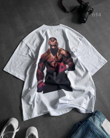 Футболка чоловіча оверсайз з принтом прямого друку 24f5n14-XXL фото