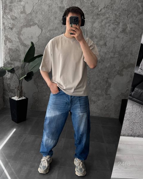Футболка оверсайз чоловіча однотонна базова Smile 24f6-XL фото