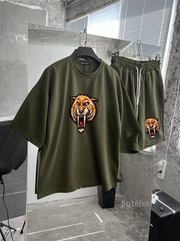 Костюм чоловічий футболка шорти оверсайз з принтом pb18fso7 фото