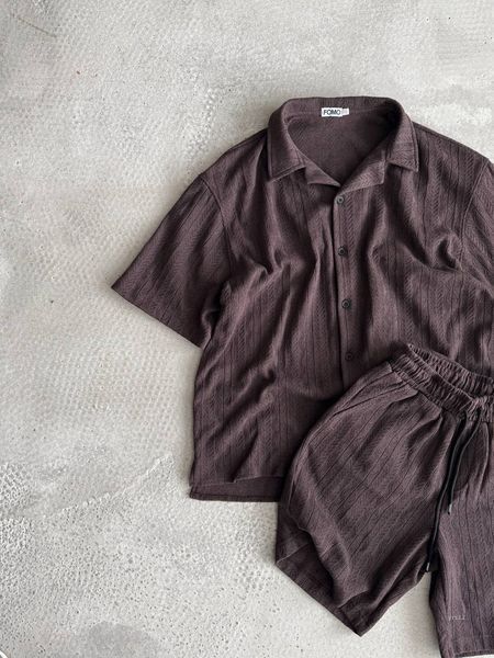 Літній комплект із сорочкою на ґудзиках та шортами чоловічий yrs12-xl фото