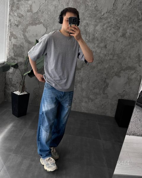 Футболка оверсайз чоловіча однотонна базова Smile 24f4-XL фото