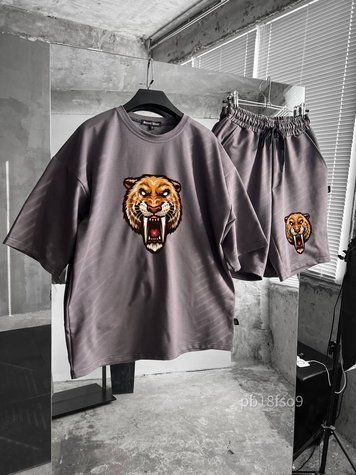 Костюм чоловічий футболка шорти оверсайз з принтом pb18fso9 фото