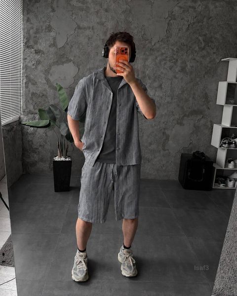 Комплект чоловічий літній сорочка шорти SET LINEN lsaf3-XL фото