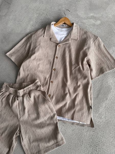 Літній комплект із сорочкою на ґудзиках та шортами чоловічий yrs6-xl фото