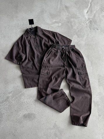 Чоловічий костюм: сорочка з коротким рукавом + штани 24k-XL фото
