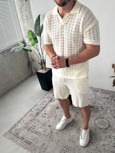 Літній комплект із футболкою поло та шортами чоловічий gos5-xl фото