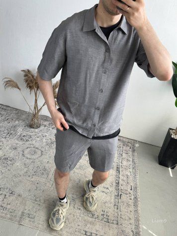 Чоловічий комплект ЛІАМ з сорочки та шорт літній liam9-XL фото