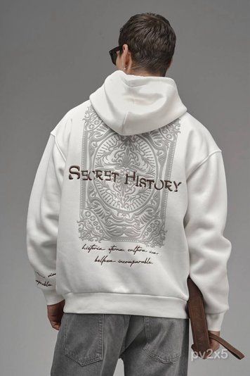 Худі чоловіче оверсайз з принтом та вишивкою SECRET HISTORY pv2x5-XXL фото