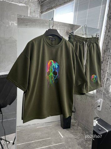Костюм чоловічий футболка шорти оверсайз з принтом pb26fso7 фото