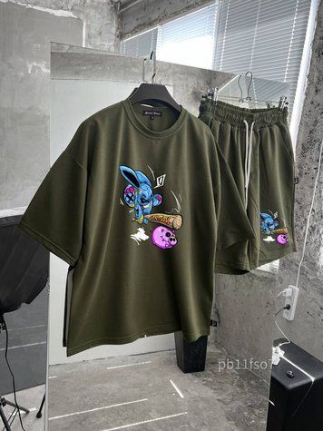 Костюм чоловічий футболка шорти оверсайз з принтом pb11fso7 фото